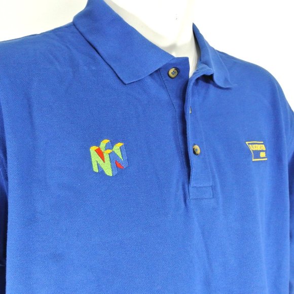 NINTENDO 64 Blockbuster Video Vintage Employee Uniform Polo Shirt Blue S Small - Picture 9 of 11